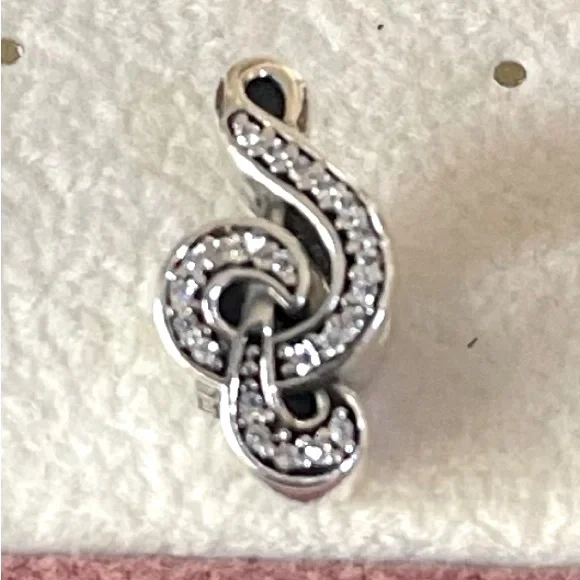 Pandora Sparkling Clear CZ Treble Clef Music Charm! - Picture 2 of 4